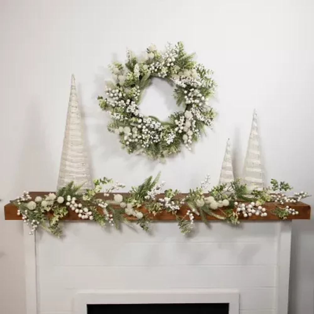 Northlight Glittered Berries And Eucalyptus Indoor Christmas Wreath