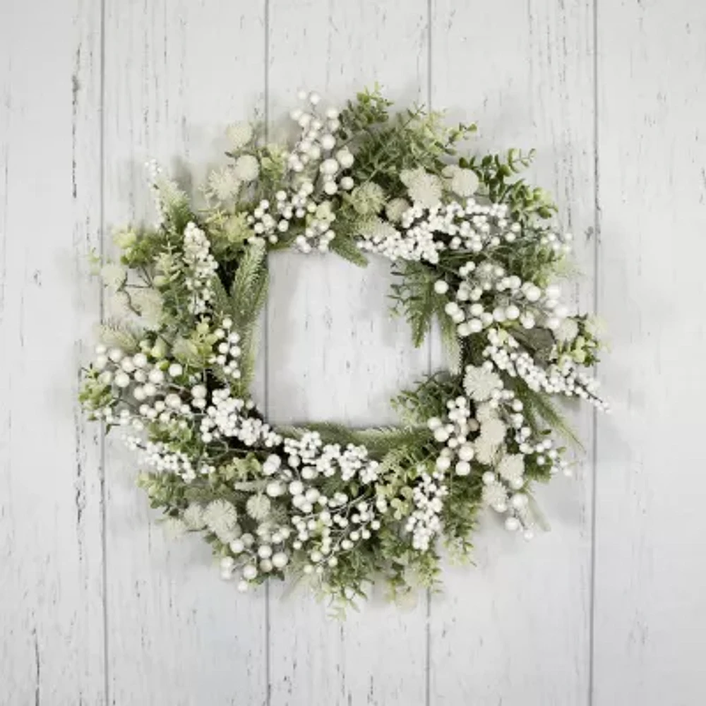 Northlight Glittered Berries And Eucalyptus Indoor Christmas Wreath