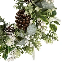 Northlight Frosted Pinecones And Berries Indoor Wreath