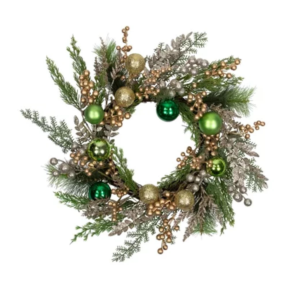 Northlight Ornaments And Berries Glittered Indoor Christmas Wreath