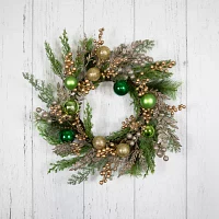 Northlight Ornaments And Berries Glittered Indoor Christmas Wreath