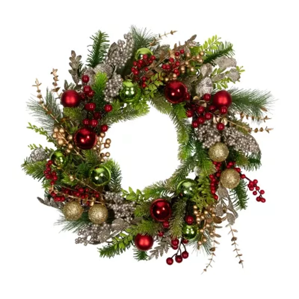 Northlight Glittered S And Berries Indoor Wreath