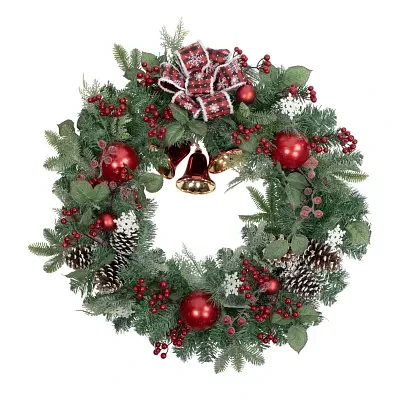 Northlight Bells And Mixed Foliage Indoor Christmas Wreath