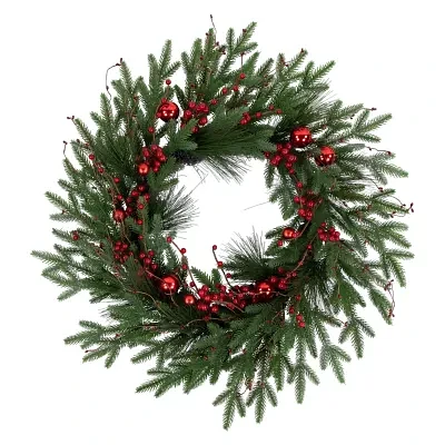 Northlight Red Berry And Pine Unlit Indoor Wreath