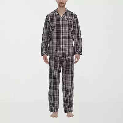 Residence Poplin Mens Long Sleeve 2-pc. Pant Pajama Set