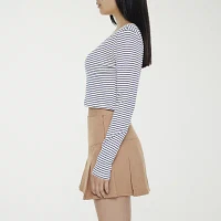 Forever 21 Long Sleeve Striped Baby Tee Womens Juniors T-Shirt