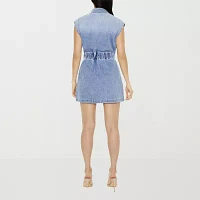 Forever 21 Cinched Denim Womens Sleeveless Empire Waist Dress Juniors