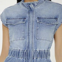 Forever 21 Cinched Denim Womens Sleeveless Empire Waist Dress Juniors