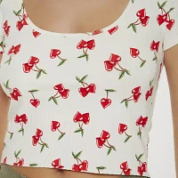 Forever 21 Womens Scoop Neck Short Sleeve Crop Top Juniors