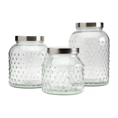 Tabletops Unlimited Mason Craft And More Glass 3-pc. Canister