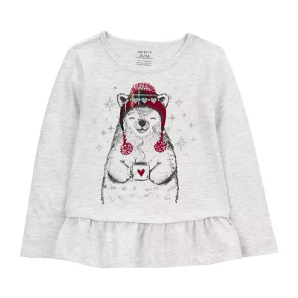 Carter's Toddler Girls Round Neck Long Sleeve Graphic T-Shirt