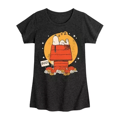 Big Girls Crew Neck Short Sleeve Peanuts Graphic T-Shirt