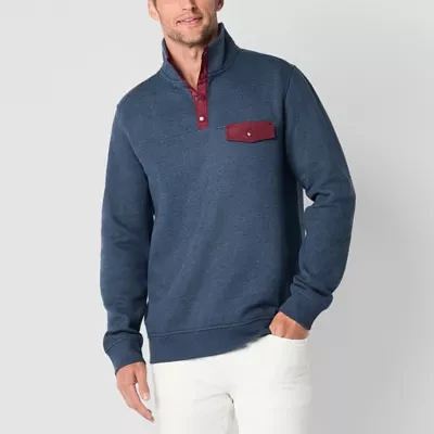 St. John's Bay Fleece Mens Mock Neck Long Sleeve Sweatshirt