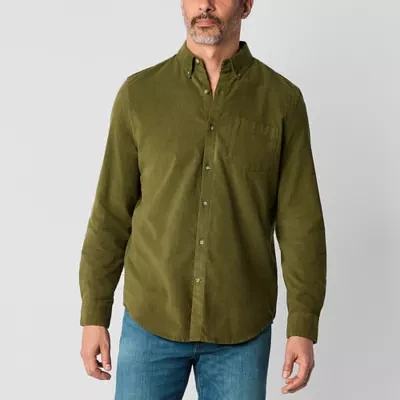 St. John's Bay Corduroy Mens Classic Fit Long Sleeve Button-Down Shirt