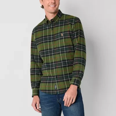 U.S. Polo Assn. Stretch Twill Mens Classic Fit Long Sleeve Plaid Button-Down Shirt