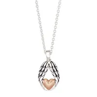 Footnotes Friend Sterling Silver 16 Inch Link Heart Pendant Necklace