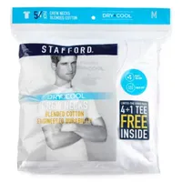 Stafford Dry + Cool Bonus Pack Mens 5 Short Sleeve Crew Neck Moisture Wicking T-Shirt