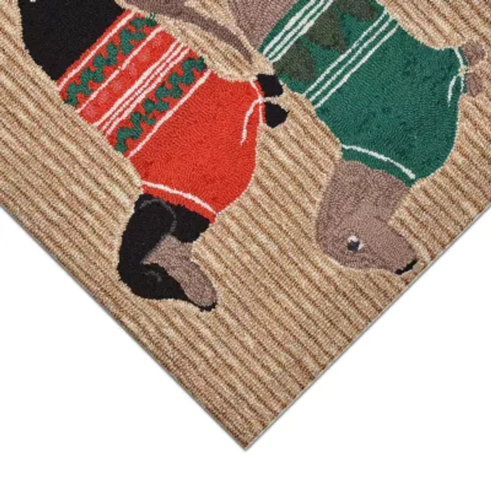 Liora Manne Frontporch Holiday Hounds Hand Tufted Rectangular Rugs & Floor Coverings Indoor Outdoor Accent