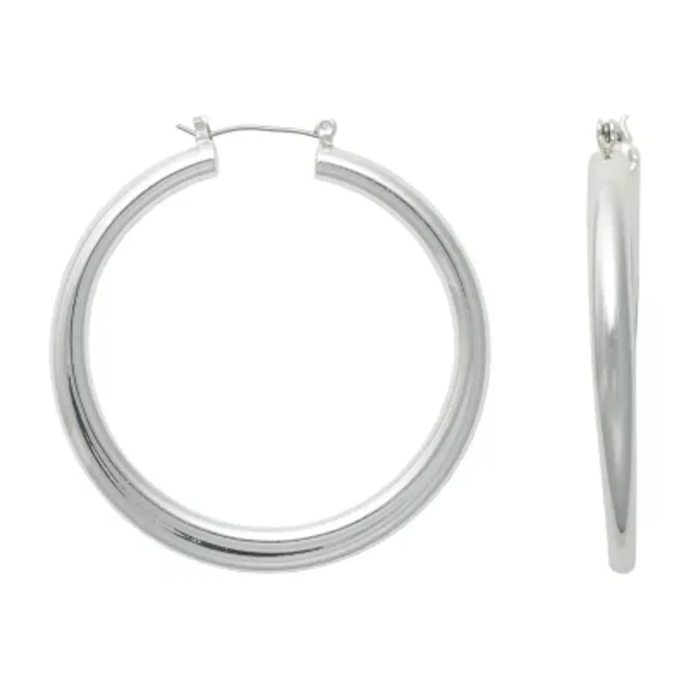 Bold Elements Silver Tone Tube Hoop Earrings