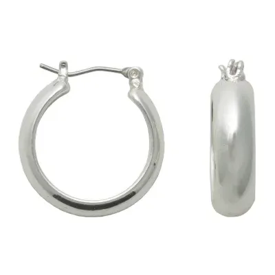 Bold Elements Silver Tone Thick Hoop Earrings