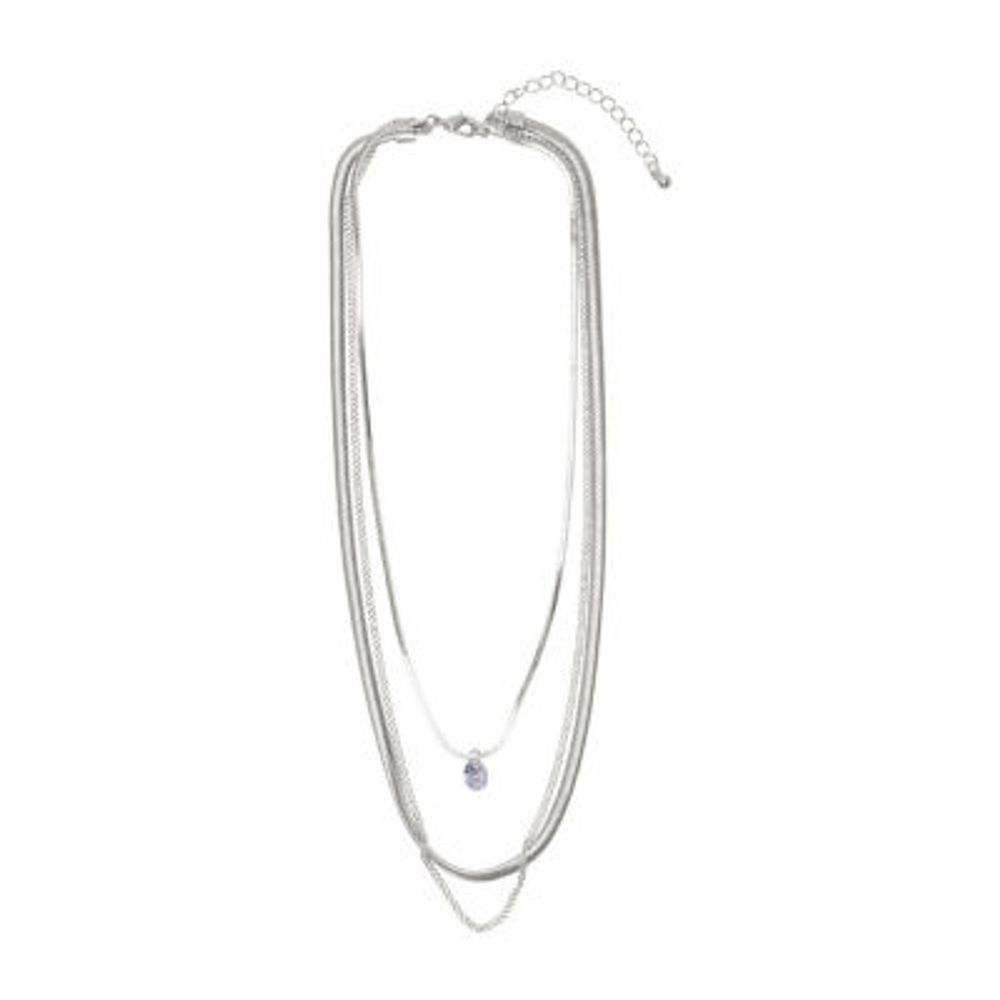 Bold Elements Silver Tone Three Row 15 Inch Cable Chain Necklace