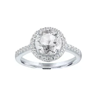 Womens Lab Created White Sapphire Sterling Silver Cocktail Ring