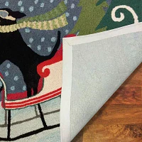 Liora Manne Frontporch Sledding Dog Hand Tufted Rectangular Rugs & Floor Coverings Indoor Outdoor Holiday Accent Rugs