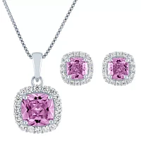 Lab Created Pink Sapphire Sterling Silver Jewelry Set