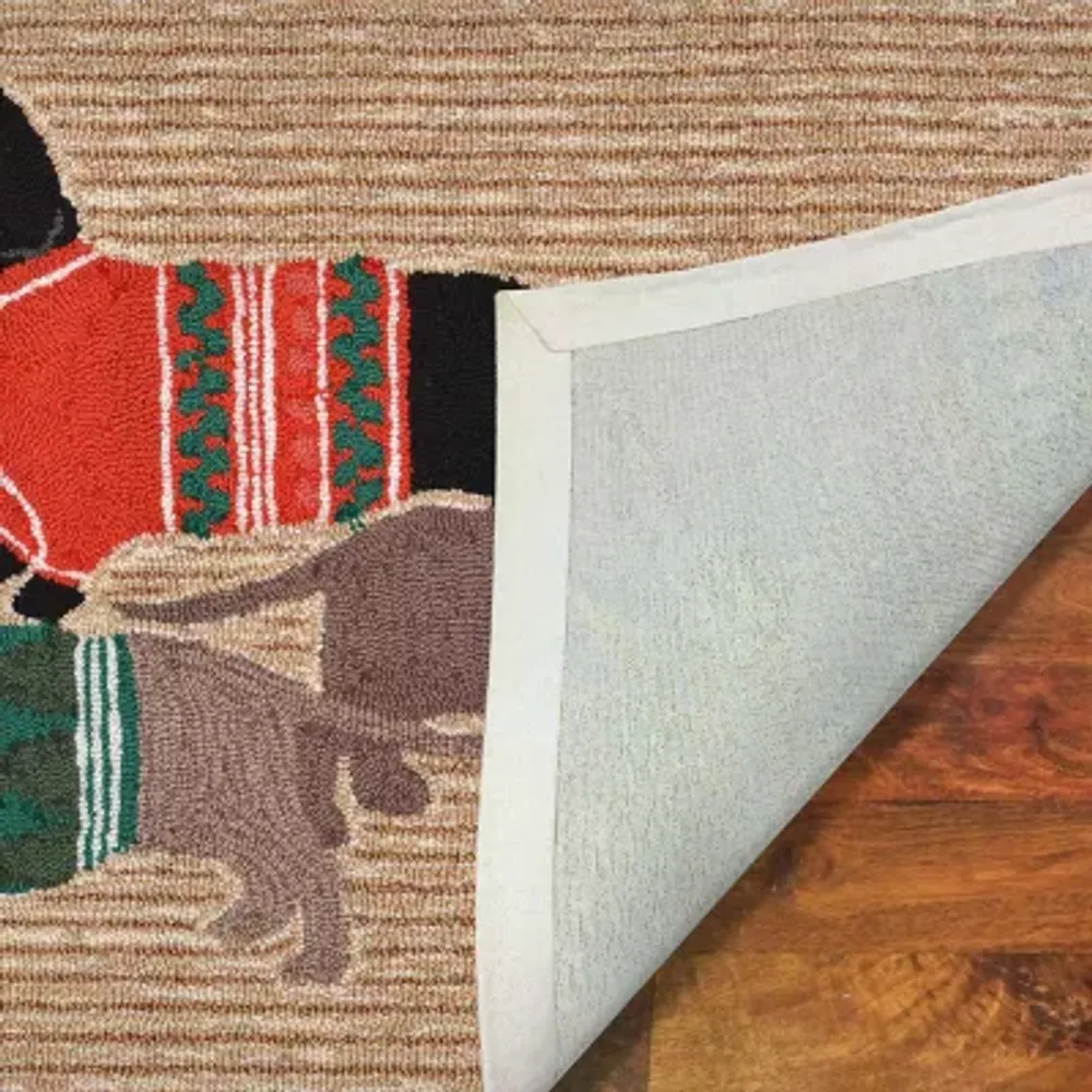 Liora Manne Frontporch Holiday Hounds Hand Tufted Rectangular Rugs & Floor Coverings Indoor Outdoor Accent