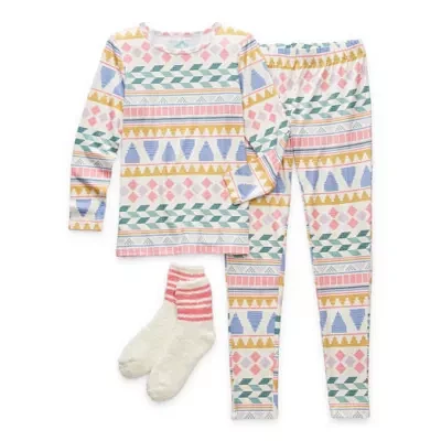 Thereabouts Girls Crew Neck Long Sleeve 2-pc. Pajama Sets