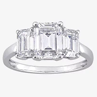 Womens 3/ CT. T.W. Lab Created White Moissanite 10K Gold 3-Stone Engagement Ring