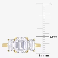 Womens 3 CT. T.W. Lab Created White Moissanite 10K Gold 3-Stone Engagement Ring
