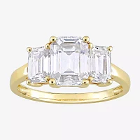 Womens 3 CT. T.W. Lab Created White Moissanite 10K Gold 3-Stone Engagement Ring