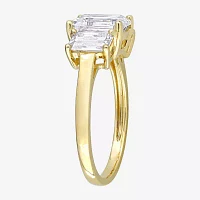 Womens 3 CT. T.W. Lab Created White Moissanite 10K Gold 3-Stone Engagement Ring