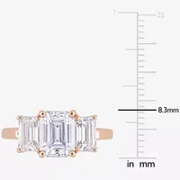 Womens 2 3/4 CT. T.W. Lab Created White Moissanite 10K Rose Gold 3-Stone Engagement Ring