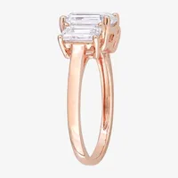 Womens 2 3/4 CT. T.W. Lab Created White Moissanite 10K Rose Gold 3-Stone Engagement Ring