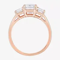 Womens 2 3/4 CT. T.W. Lab Created White Moissanite 10K Rose Gold 3-Stone Engagement Ring