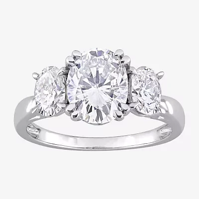 Womens 3 CT. T.W. Lab Created White Moissanite 10K Gold 3-Stone Engagement Ring