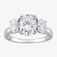 Womens 3/ CT. T.W. Lab Created White Moissanite 10K Gold 3-Stone Engagement Ring
