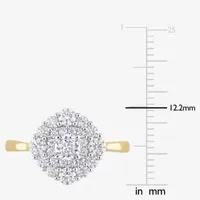 Womens Lab Created White Moissanite 10K Gold Cocktail Ring