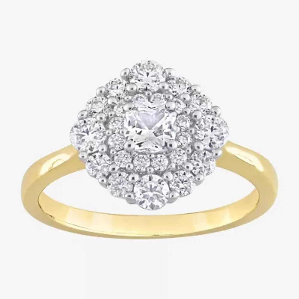 Womens 1 CT. T.W. Lab Created White Moissanite 10K Gold Cocktail Ring