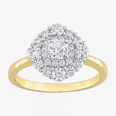 Womens 1 CT. T.W. Lab Created White Moissanite 10K Gold Cocktail Ring