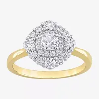 Womens 1 CT. T.W. Lab Created White Moissanite 10K Gold Cocktail Ring