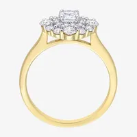 Womens Lab Created White Moissanite 10K Gold Cocktail Ring