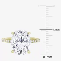 Womens Lab Created White Moissanite 10K Gold Engagement Ring