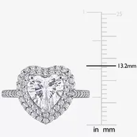 Womens Lab Created White Moissanite 10K Gold Heart Engagement Ring