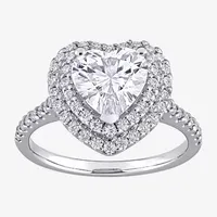 Womens Lab Created White Moissanite 10K Gold Heart Engagement Ring