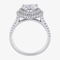 Womens Lab Created White Moissanite 10K Gold Heart Engagement Ring