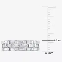 4MM Lab Created White Moissanite Sterling Silver Anniversary Eternity Band