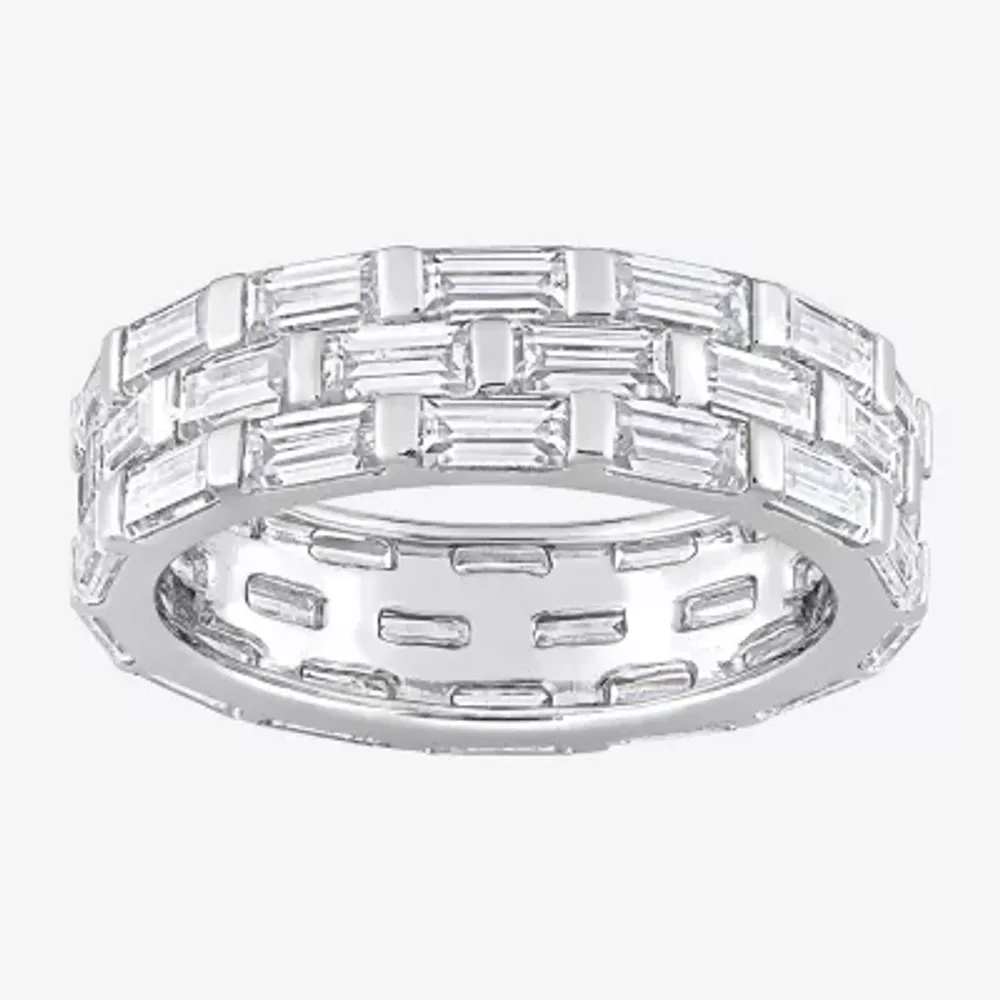 4MM Lab Created White Moissanite Sterling Silver Anniversary Eternity Band